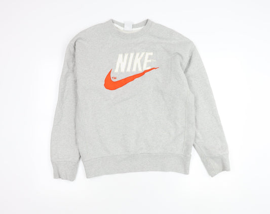 Nike Women’s Grey Sweatshirt Small Pullover Logo Crew Neck Cotton