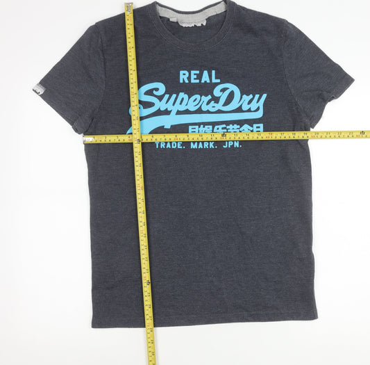 Superdry Mens Grey Graphic Logo T-Shirt Size L Short Sleeve Crew Neck