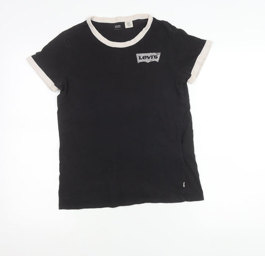 Levi's Women's Black Ringer T-Shirt Size S Cotton Crew Neck
