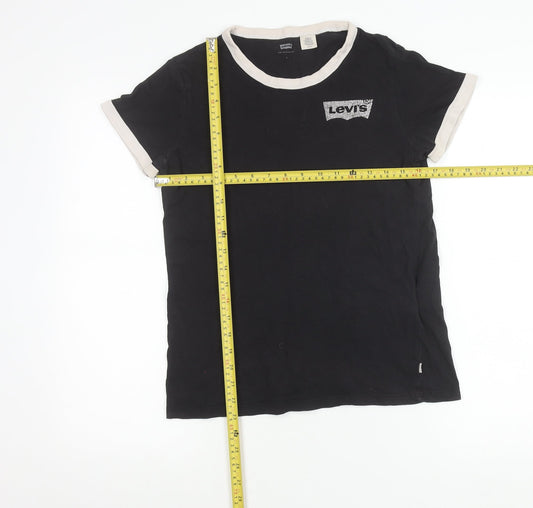 Levi's Women's Black Ringer T-Shirt Size S Cotton Crew Neck