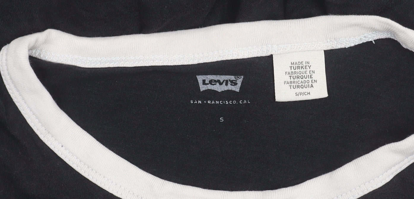 Levi's Women's Black Ringer T-Shirt Size S Cotton Crew Neck
