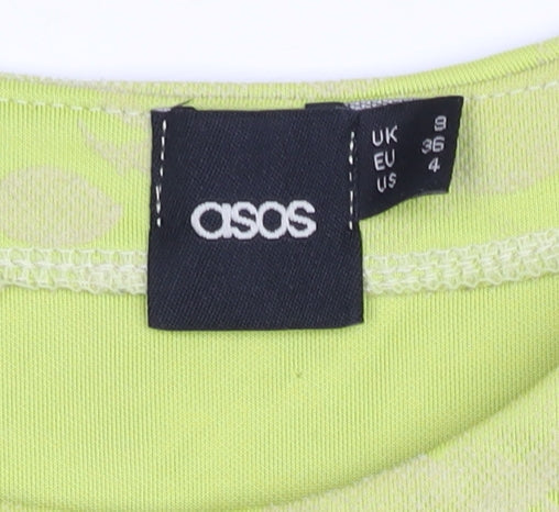 Additional view of ASOS Women’s Yellow Floral Crop Top UK 8 Slim Fit 3/4 Sleeve