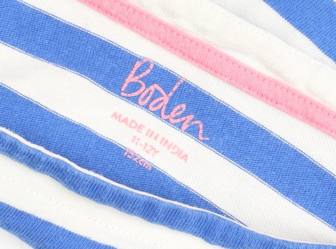 Boden Teens Blue Striped 3/4 Sleeve Cotton T-Shirt Size 12