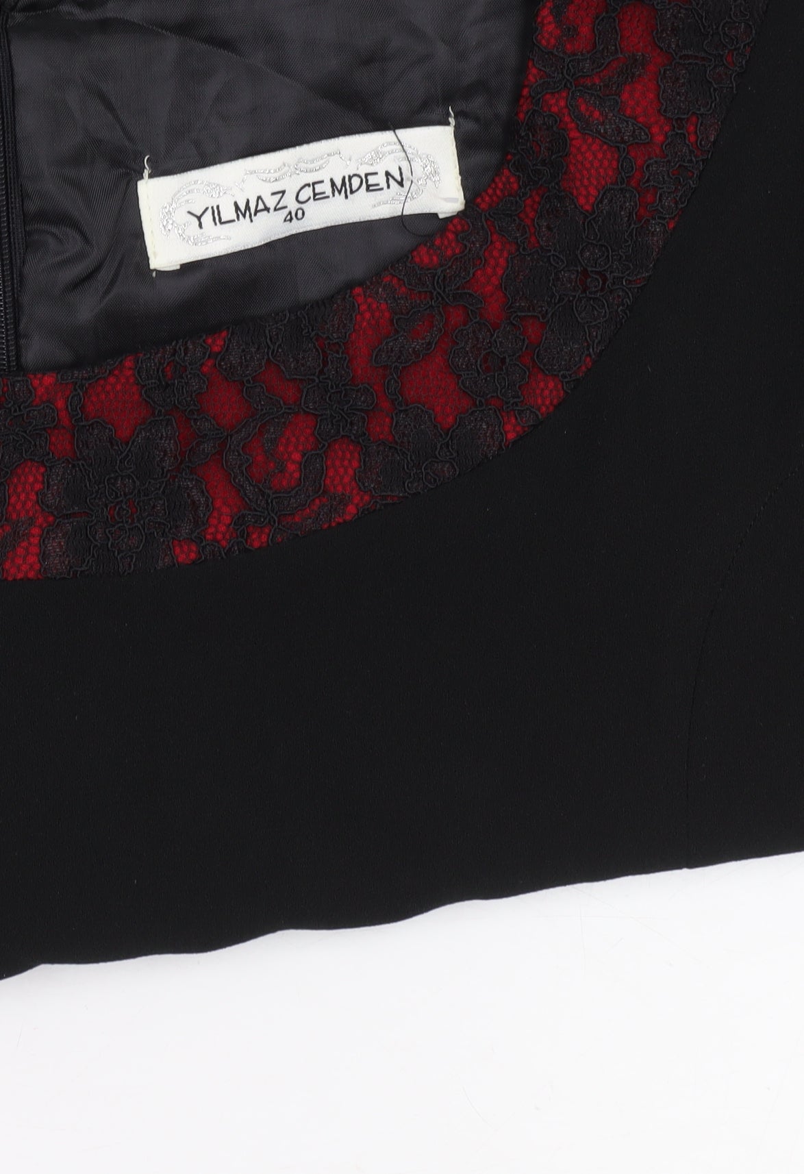 Yilmaz Cemden Womens Black Red Lace Midi A-Line Sleeveless Dress Size 12