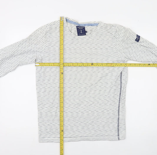 Joules Womens White Striped Nautical Long Sleeve T-Shirt Size S
