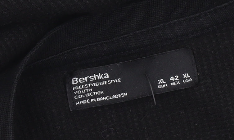Bershka Men’s Black XL Crew Neck Short Sleeve Cotton T-Shirt