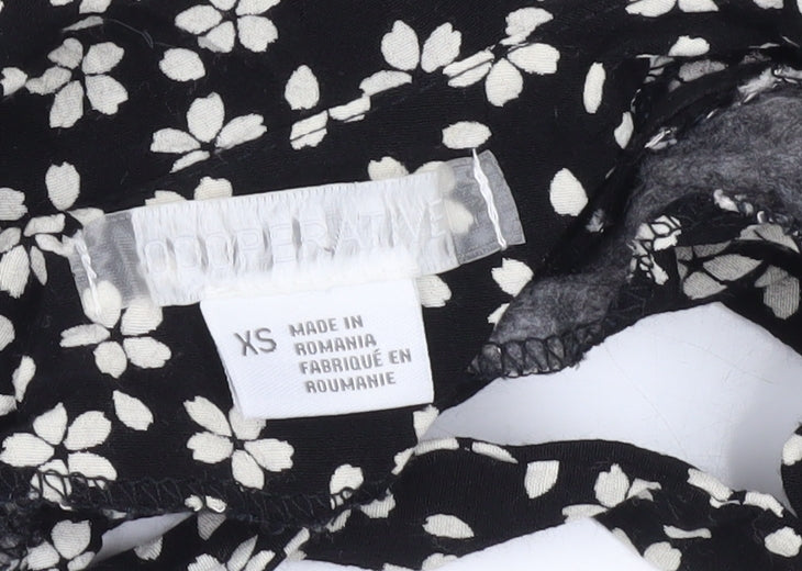Brand and care label for Cooperative Women’s Black Floral Skater Mini Dress XS