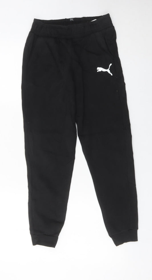 Puma Boys Black Jogger Sweatpants 11-12 Years Cotton Blend Sportswear