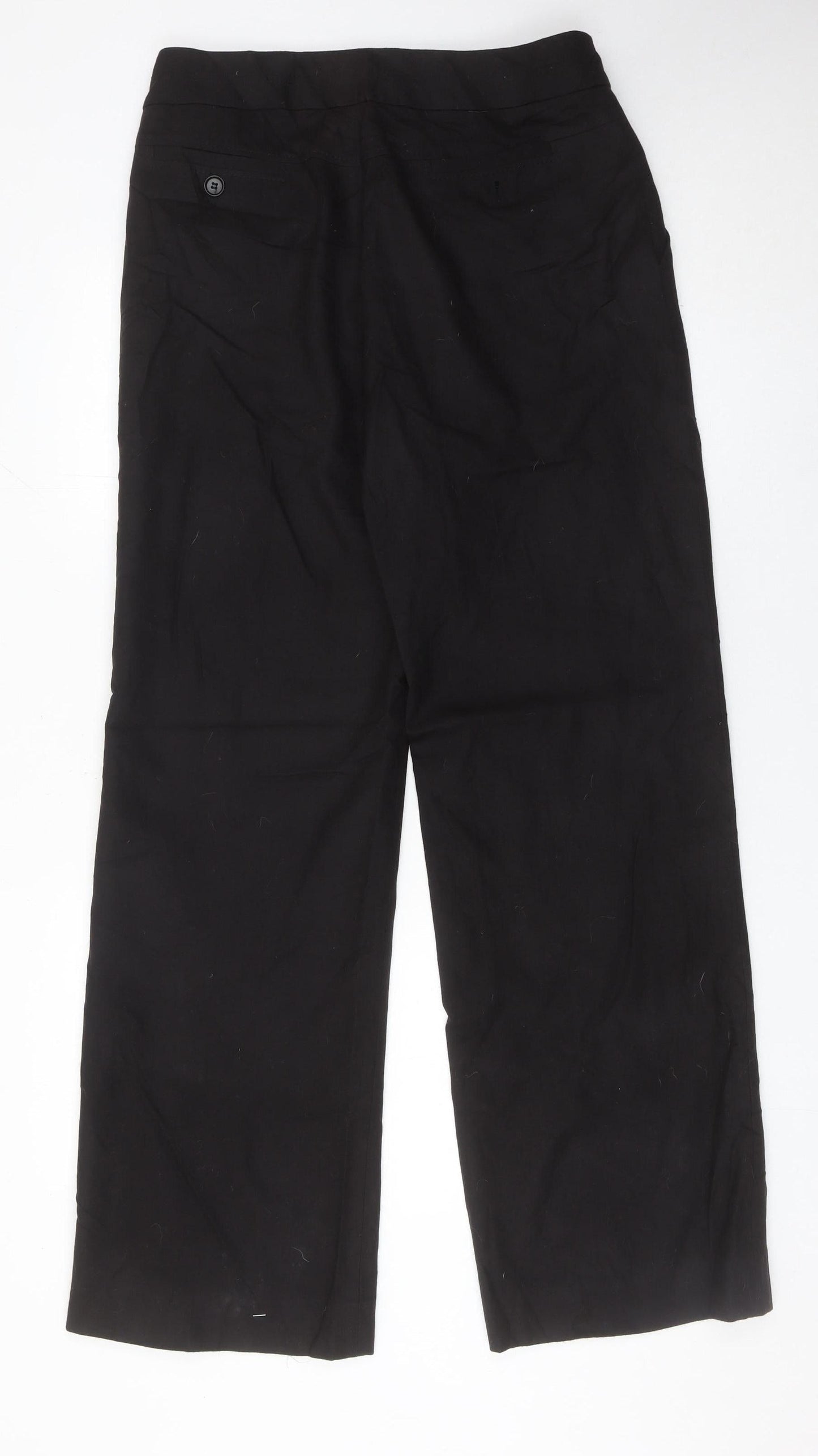 Jaeger Womens Black Wool Blend Straight Leg Trousers UK 12