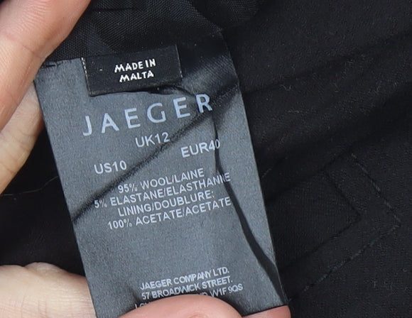 Jaeger Womens Black Wool Blend Straight Leg Trousers UK 12