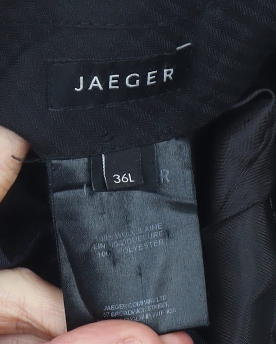 Jaeger Men’s Blue Pinstripe Wool Dress Trousers 36L Regular Fit
