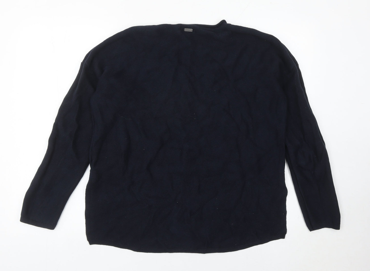 Barbour Women Blue Cotton Crew Neck Jumper Size 10 UK Pullover Knitwear
