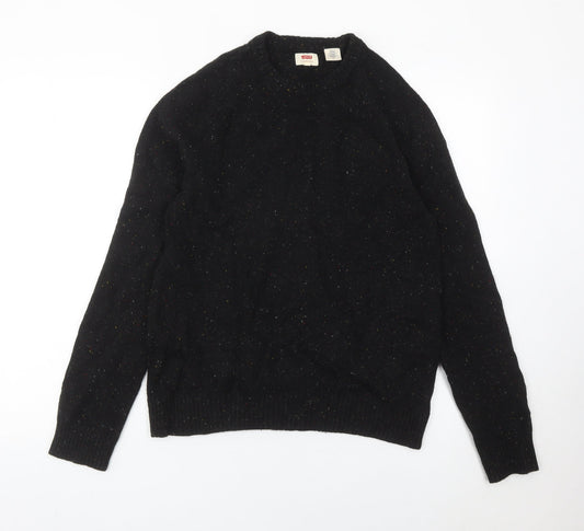 Levi's Mens Black Wool Crew Neck Pullover Jumper Size M
