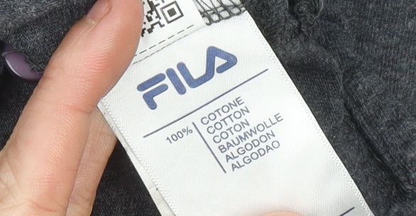 Additional view of Fila Men's Grey Polo Shirt, size M, Regular Fit Cotton Short Sleeve