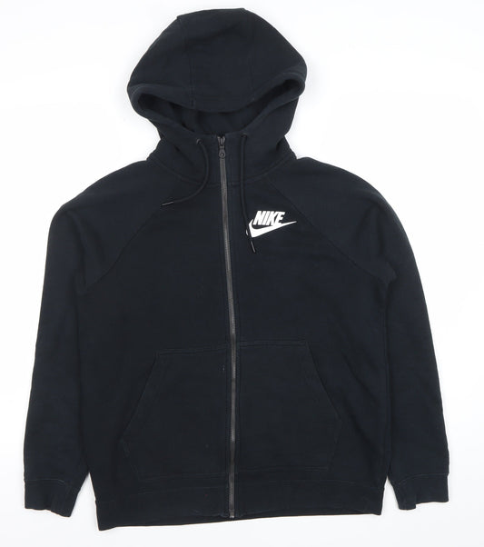 Nike Men's Black Full Zip Hoodie L Logo Sportswear Cotton Blend