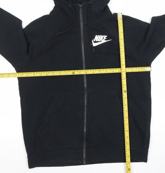 Nike Men's Black Full Zip Hoodie L Logo Sportswear Cotton Blend