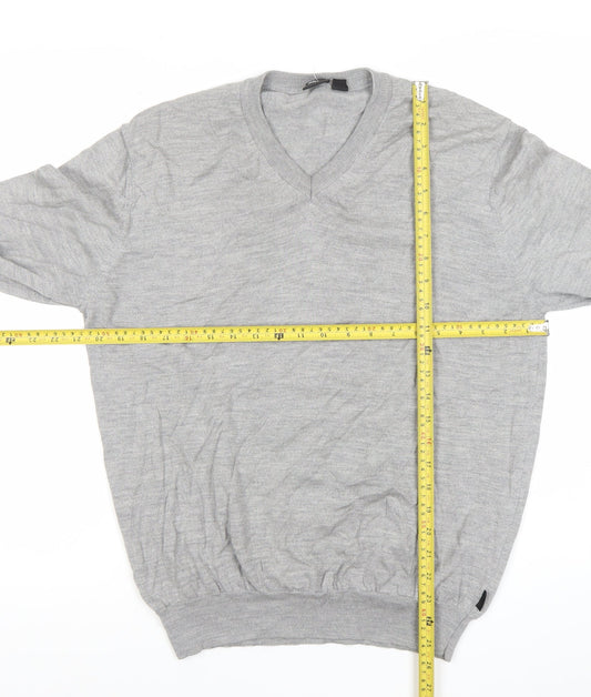 Hugo Boss Men’s Grey Wool V-Neck Pullover Jumper Size L