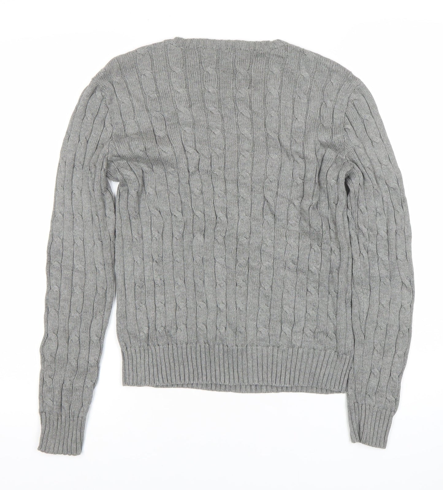 Ralph Lauren Womens Grey M Cable Knit Cotton Pullover Jumper