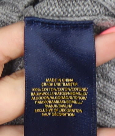 Ralph Lauren Womens Grey M Cable Knit Cotton Pullover Jumper