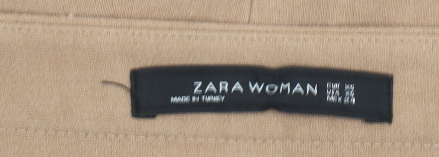 Zara Woman Beige Pencil Skirt Women M Knee Length Cotton Stretch