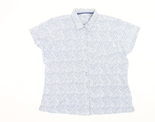 Regatta Women’s Blue Floral Button-Up Shirt Size 20 Short Sleeve