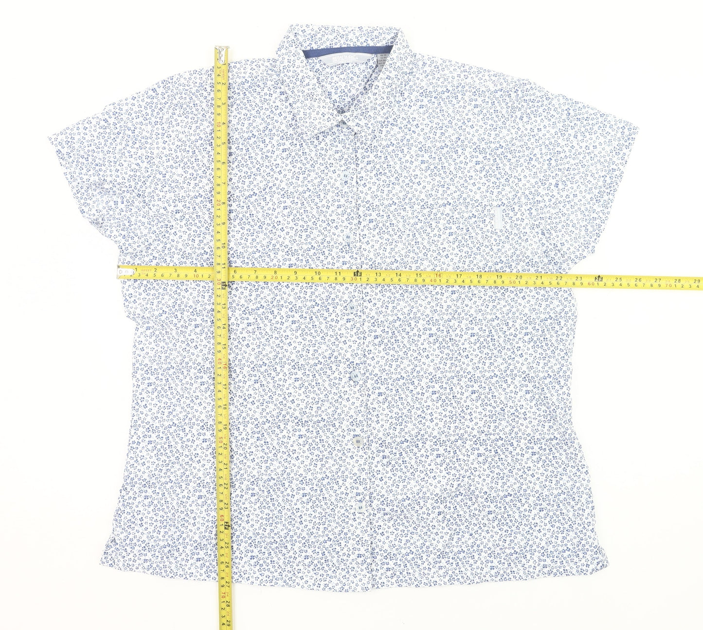 Regatta Women’s Blue Floral Button-Up Shirt Size 20 Short Sleeve