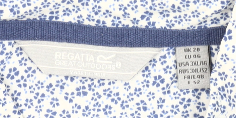 Regatta Women’s Blue Floral Button-Up Shirt Size 20 Short Sleeve