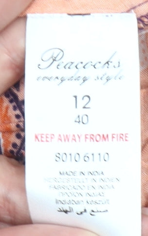 Peacocks Women’s Orange Floral Midi Kaftan Dress Size 12 Sleeveless