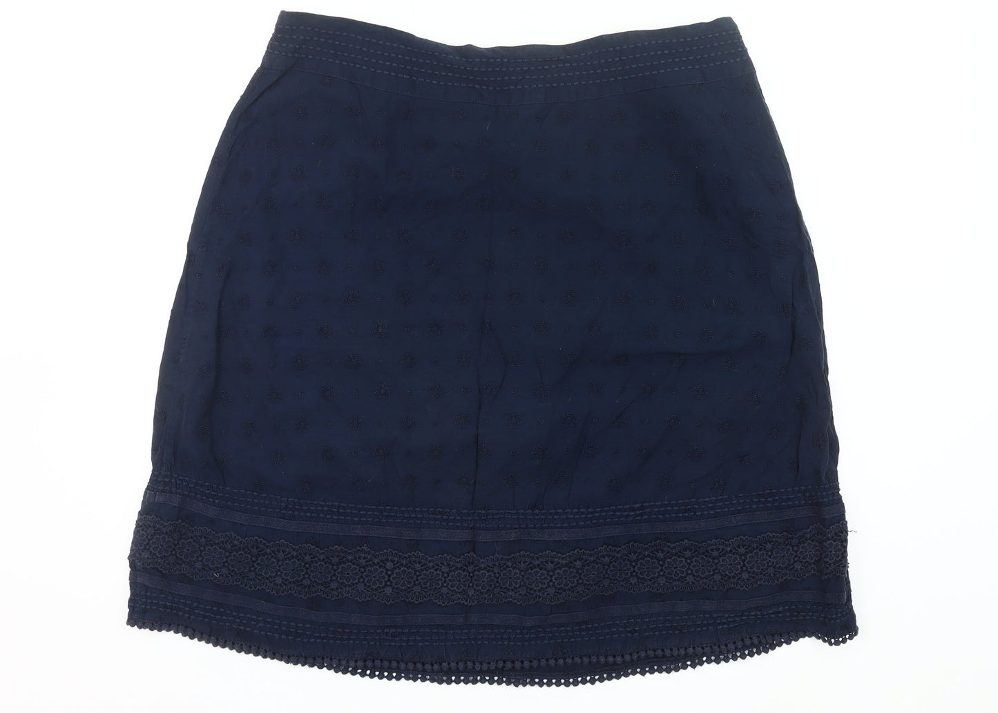 Fat Face Women’s Blue Cotton Lace Skirt Size 18 Knee Length