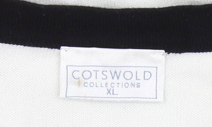 Cotswold Collections Womens White Black Trim Cotton Pullover Jumper XL