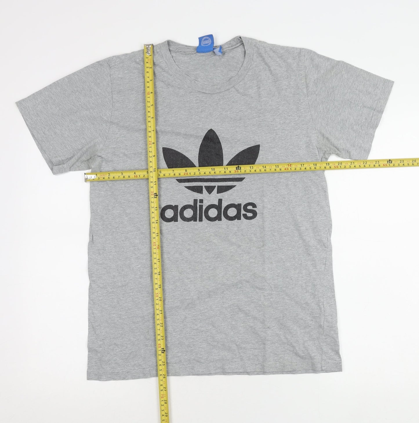 Adidas Men’s Grey Small Logo Print Crew Neck Short Sleeve T-Shirt