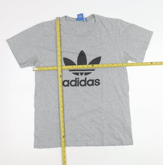 Adidas Men’s Grey Small Logo Print Crew Neck Short Sleeve T-Shirt