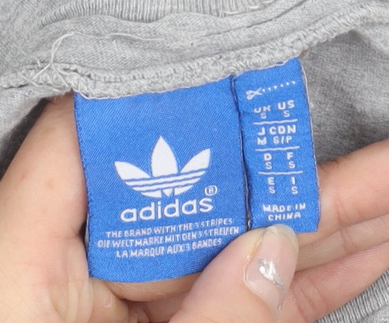 Adidas Men’s Grey Small Logo Print Crew Neck Short Sleeve T-Shirt