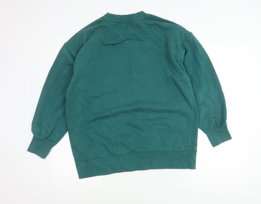 Zara Women’s Green Pullover Sweatshirt Size S Cotton Blend