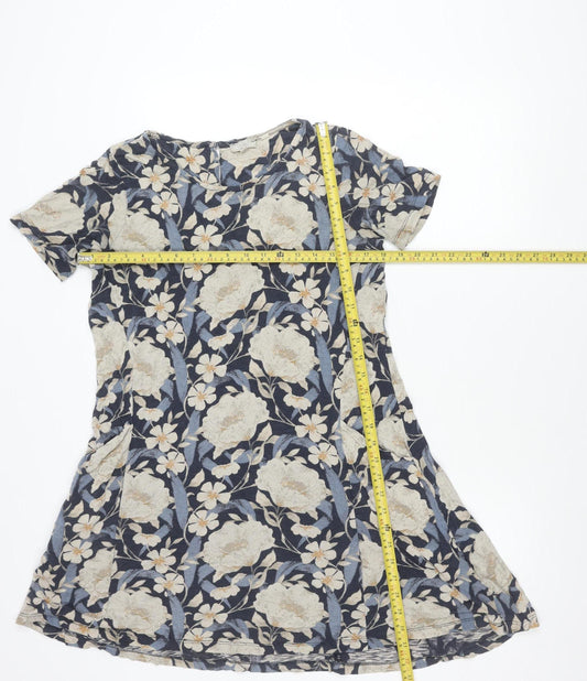 Fat Face Women’s Blue Floral Cotton Modal Tunic Blouse UK 8