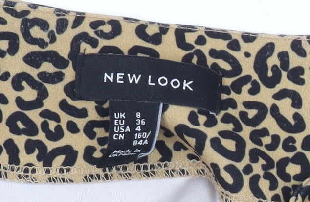 New Look Women Brown Leopard Print Open Jacket Size 8