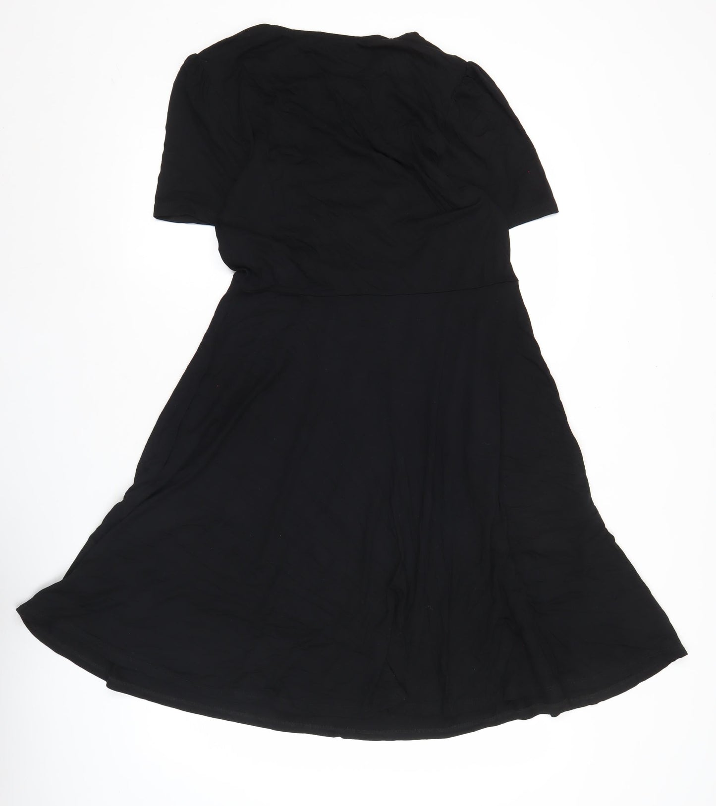 Boden Women Black Size 12 A-Line Knee Length Short Sleeve Dress