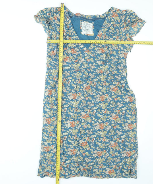 Fat Face Women’s Blue Floral Viscose Knee Length Wrap Dress Size 14