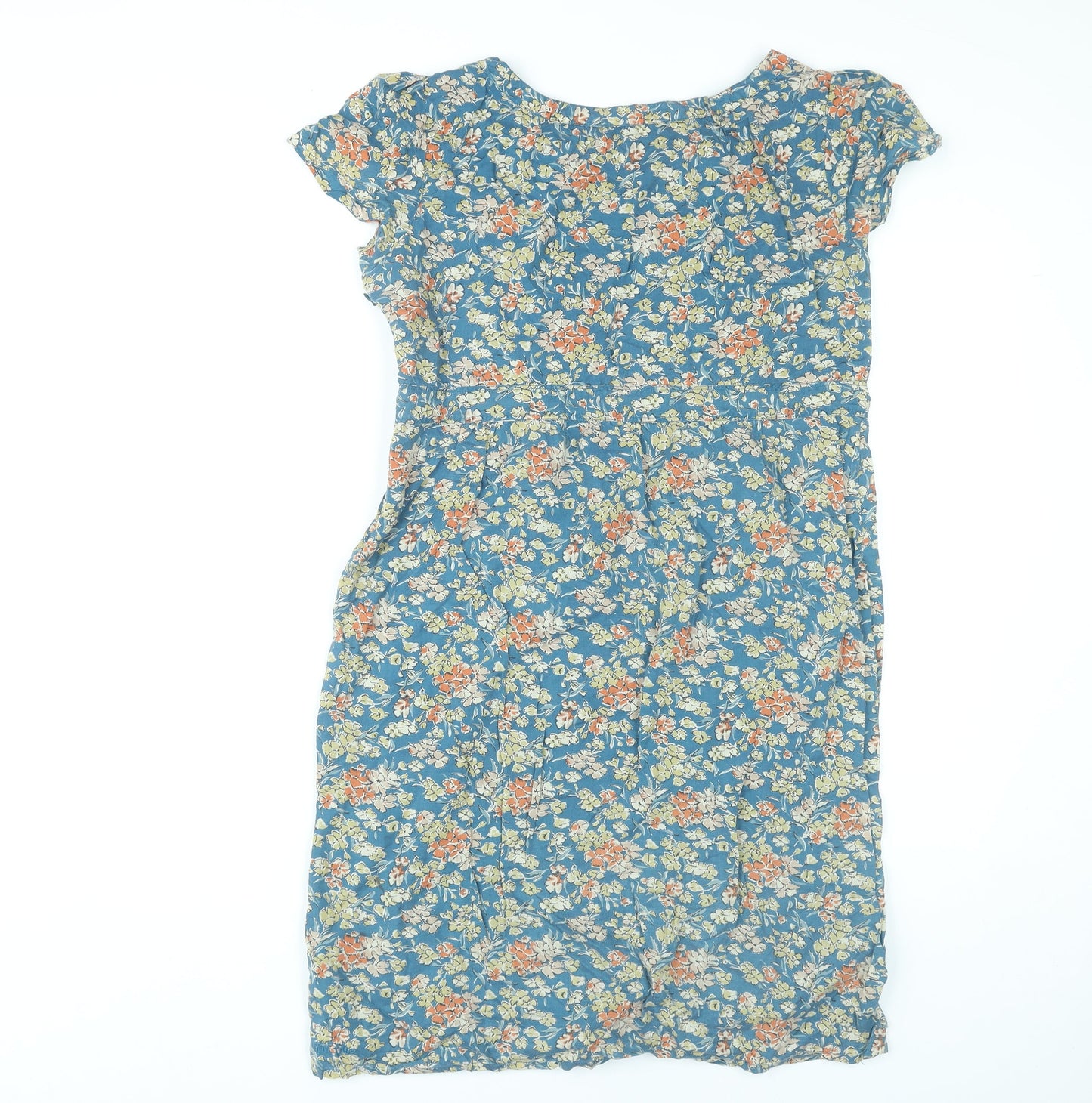 Fat Face Women’s Blue Floral Viscose Knee Length Wrap Dress Size 14