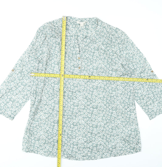 Mountain Warehouse Women Green Floral Cotton Tunic Blouse UK 20