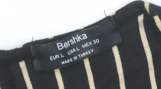 Bershka Women’s Black Striped Wide-Leg Jumpsuit Size 12