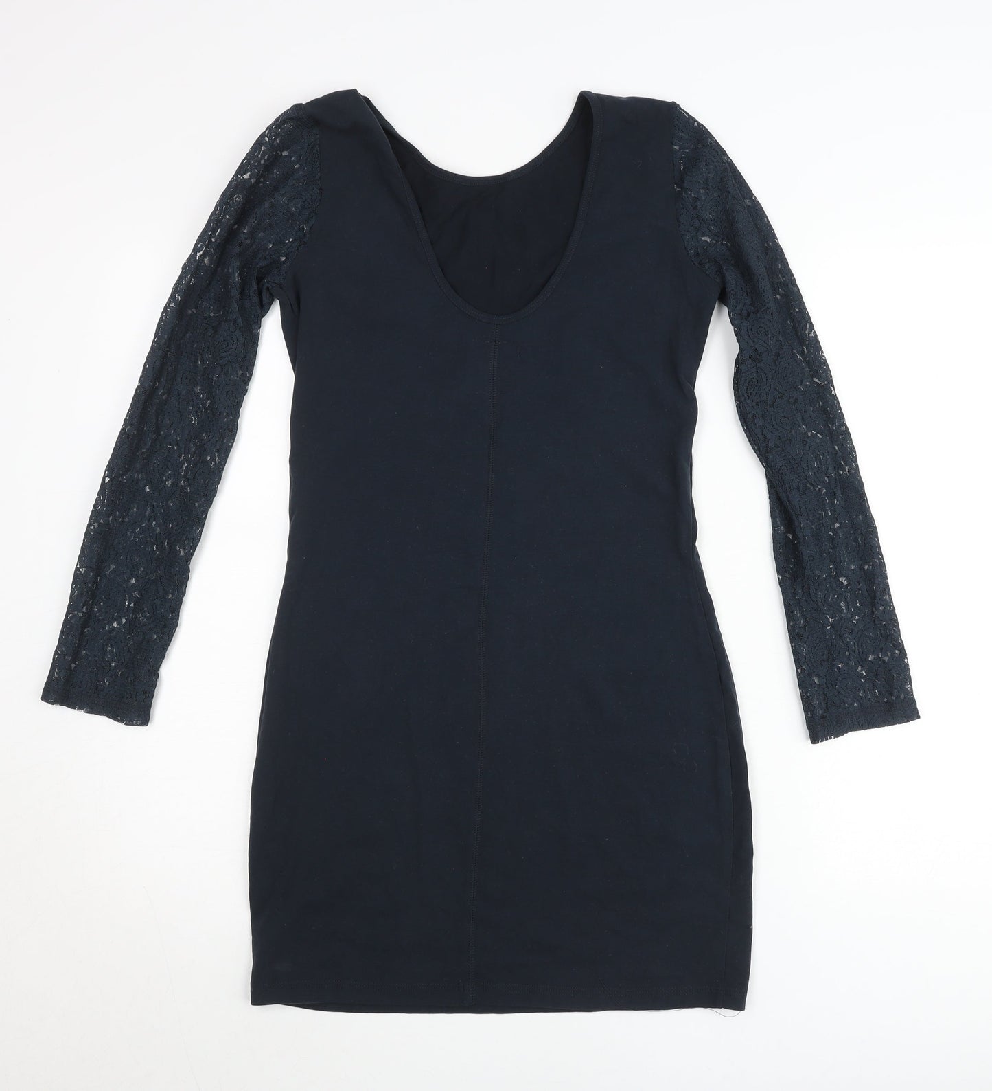 Superdry Womens Black Bodycon Dress M Lace Long Sleeve Partywear