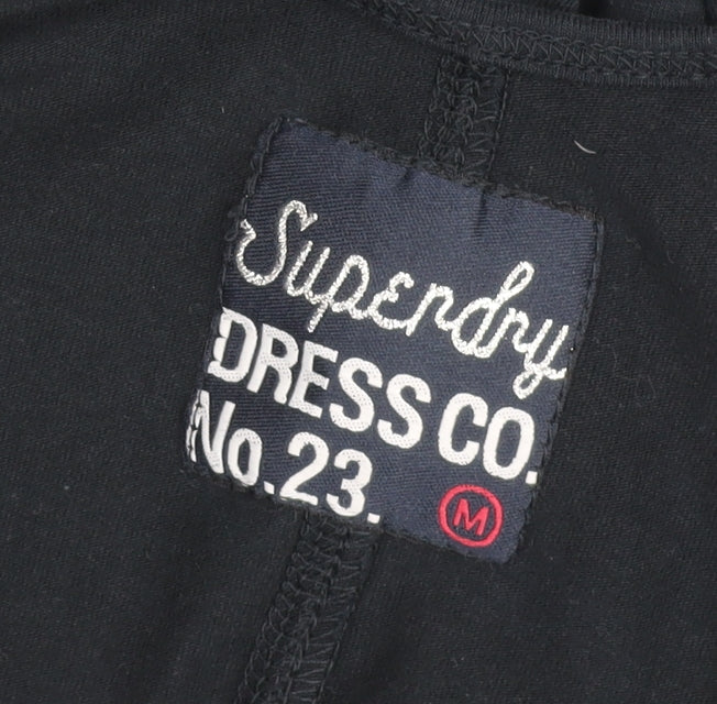 Superdry Womens Black Bodycon Dress M Lace Long Sleeve Partywear