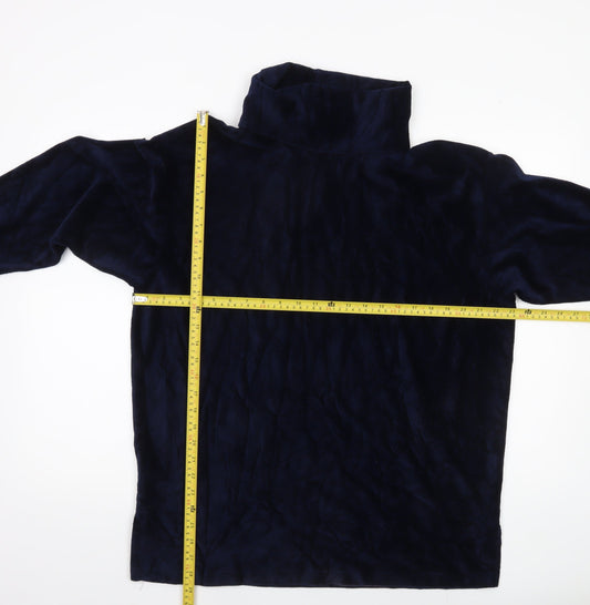 Marks and Spencer Women’s Navy Blue Roll Neck Blouse UK 12 Cotton Blend