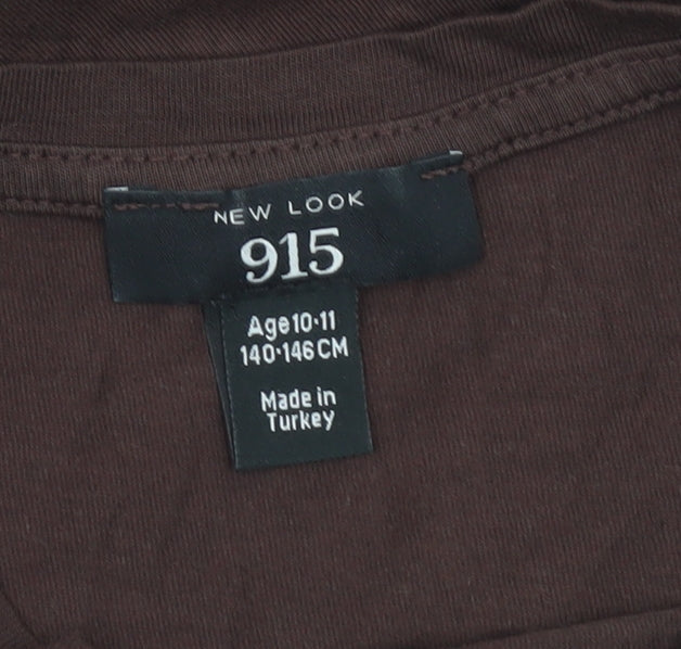Additional view of New Look girls’ brown graphic t-shirt age 10-11 years positive thinking