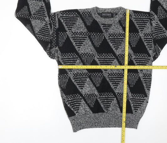 Peter England Men’s Black XL Geometric Wool Blend Jumper