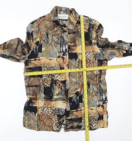 San Remo Women’s Multicoloured Geometric Long Sleeve Viscose Blouse Size 8