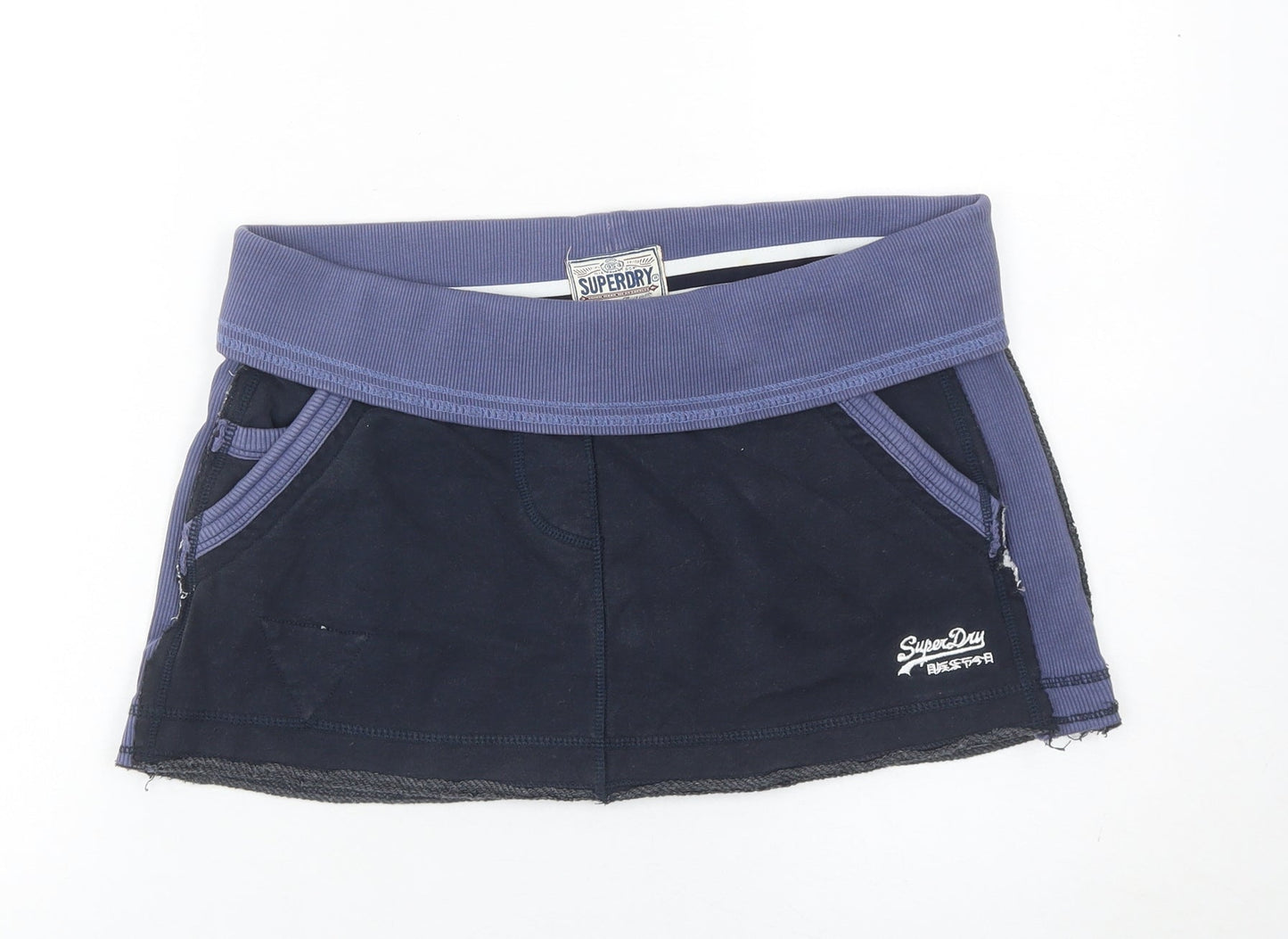 Superdry Women’s Blue Skater Short Skirt Size M Pockets Logo