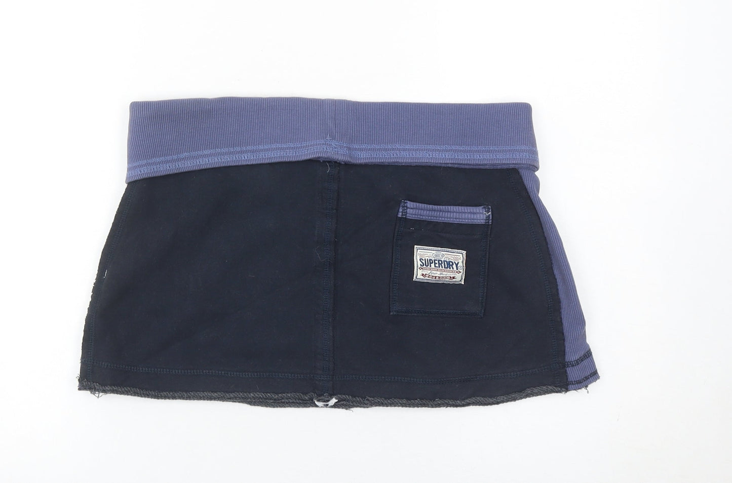 Superdry Women’s Blue Skater Short Skirt Size M Pockets Logo