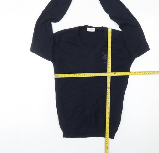 U.S. Polo Assn. Women's Blue XS V-Neck Cotton Jumper